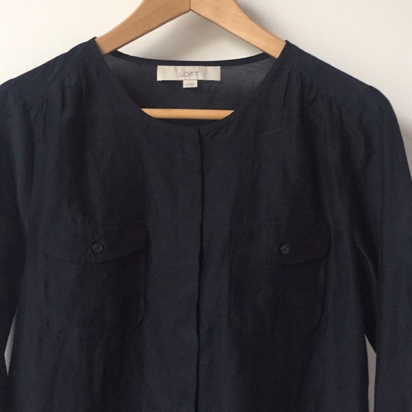 LOFT Black Semi Sheer Blouse XS - Picture 2 of 5